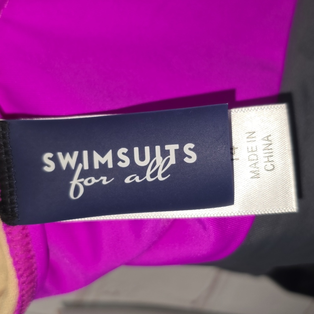 Swimsuits for All Colorblock V-Neck One Piece Swimsuit Fushia Womens Size 14 NWT - Picture 10 of 15